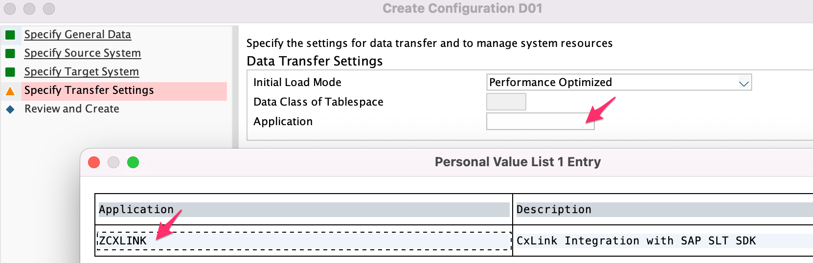 Data Transfer Settings