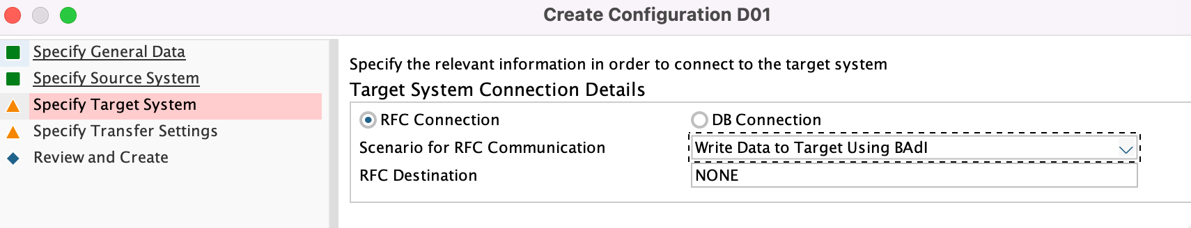 Target System Connection Details