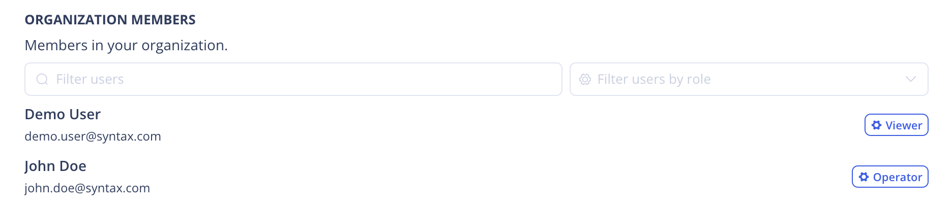 Organization members list